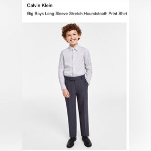 Calvin Klein Big Boys Long Sleeve Stretch Houndstooth Print Shirt
